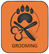 Icon with a paw print and scissors showing that this vet offers grooming services 